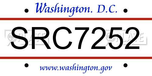 SRC7252 District Of Columbia License Plate