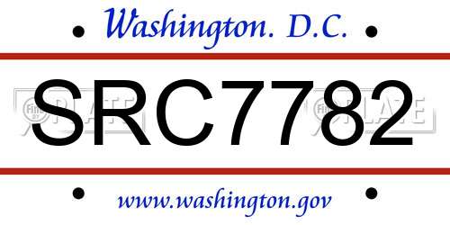 SRC7782 District Of Columbia License Plate