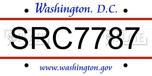 SRC7787 District Of Columbia License Plate