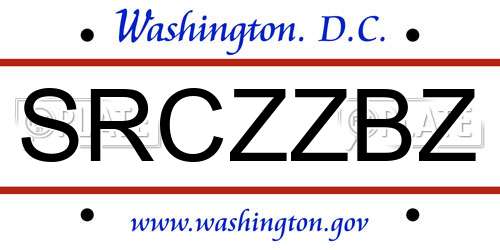 SRCZZBZ District Of Columbia License Plate