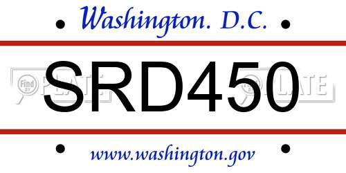 SRD450 District Of Columbia License Plate