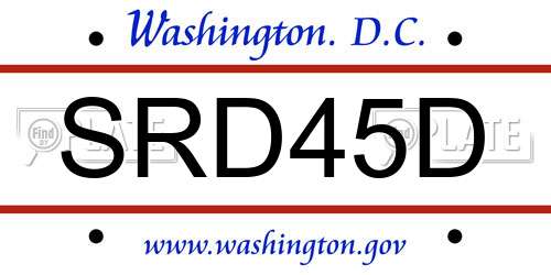 SRD45D District Of Columbia License Plate