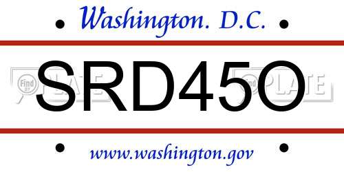 SRD45O District Of Columbia License Plate