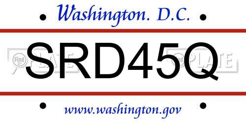 SRD45Q District Of Columbia License Plate