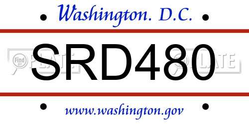 SRD480 District Of Columbia License Plate