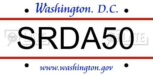 SRDA50 District Of Columbia License Plate