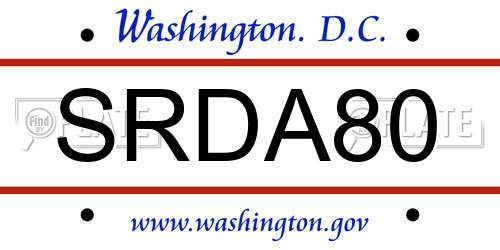 SRDA80 District Of Columbia License Plate