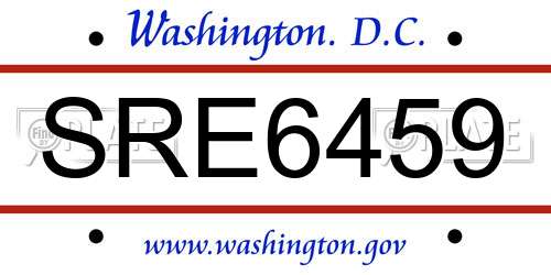 SRE6459 District Of Columbia License Plate