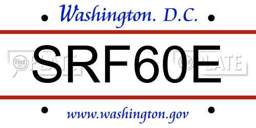 SRF60E District Of Columbia License Plate