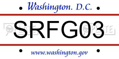 SRFG03 District Of Columbia License Plate