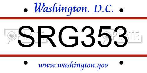 SRG353 District Of Columbia License Plate