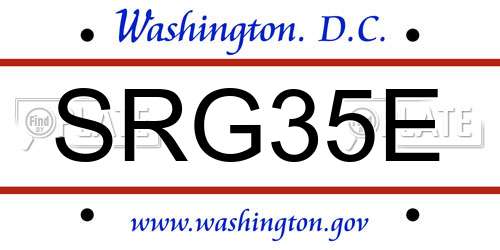 SRG35E District Of Columbia License Plate