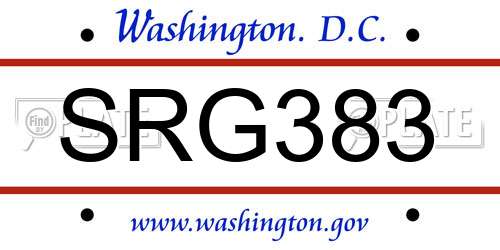 SRG383 District Of Columbia License Plate
