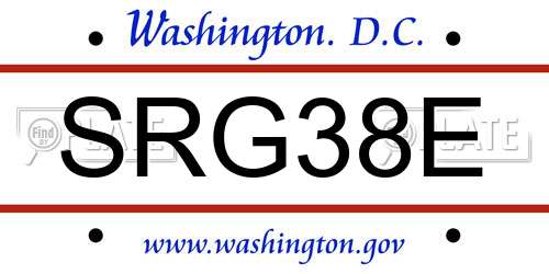 SRG38E District Of Columbia License Plate