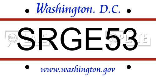 SRGE53 District Of Columbia License Plate