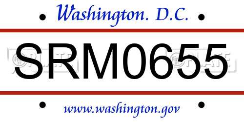 SRM0655 District Of Columbia License Plate