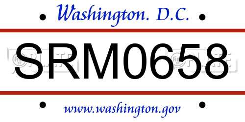 SRM0658 District Of Columbia License Plate
