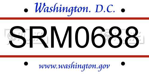 SRM0688 District Of Columbia License Plate