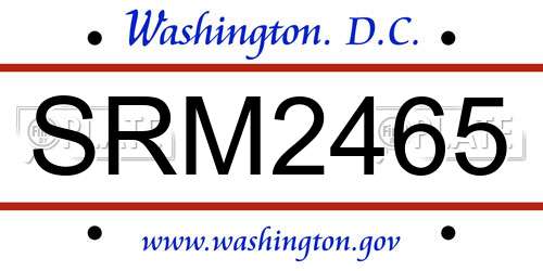 SRM2465 District Of Columbia License Plate