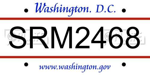 SRM2468 District Of Columbia License Plate