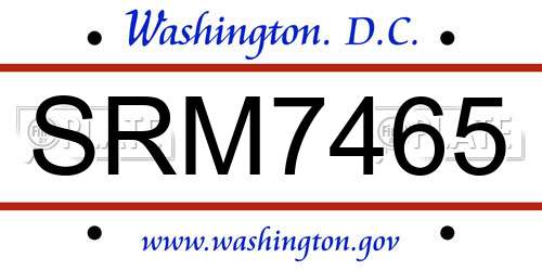 SRM7465 District Of Columbia License Plate