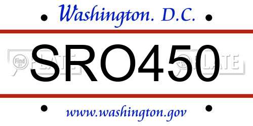 SRO450 District Of Columbia License Plate
