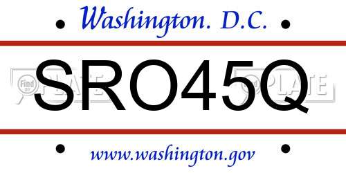 SRO45Q District Of Columbia License Plate