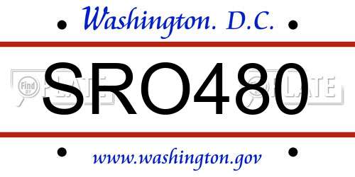 SRO480 District Of Columbia License Plate