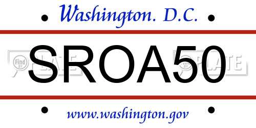 SROA50 District Of Columbia License Plate