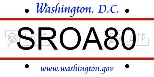 SROA80 District Of Columbia License Plate