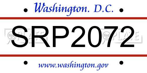 SRP2072 District Of Columbia License Plate
