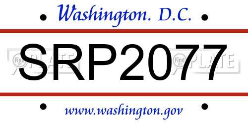 SRP2077 District Of Columbia License Plate