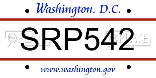 SRP542 District Of Columbia License Plate