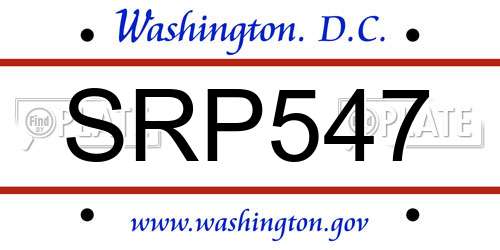 SRP547 District Of Columbia License Plate