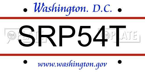 SRP54T District Of Columbia License Plate