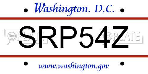 SRP54Z District Of Columbia License Plate