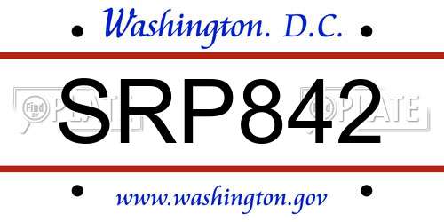 SRP842 District Of Columbia License Plate