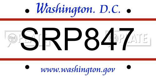 SRP847 District Of Columbia License Plate