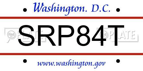 SRP84T District Of Columbia License Plate