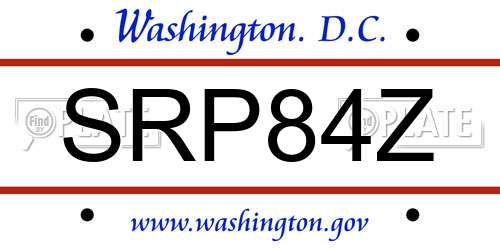 SRP84Z District Of Columbia License Plate
