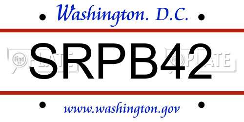 SRPB42 District Of Columbia License Plate