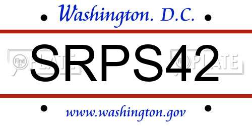 SRPS42 District Of Columbia License Plate