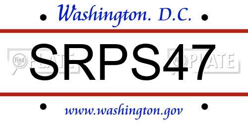 SRPS47 District Of Columbia License Plate