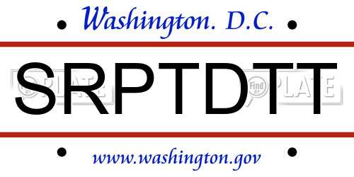 SRPTDTT District Of Columbia License Plate