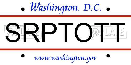SRPTOTT District Of Columbia License Plate