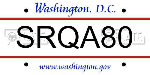 SRQA80 District Of Columbia License Plate