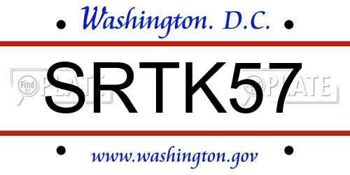 SRTK57 District Of Columbia License Plate