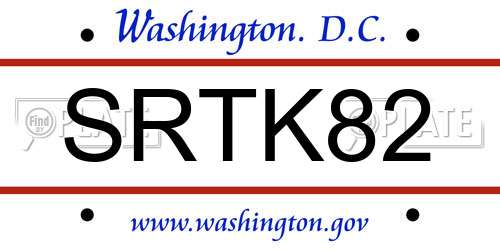 SRTK82 District Of Columbia License Plate
