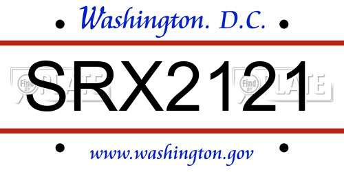 SRX2121 District Of Columbia License Plate