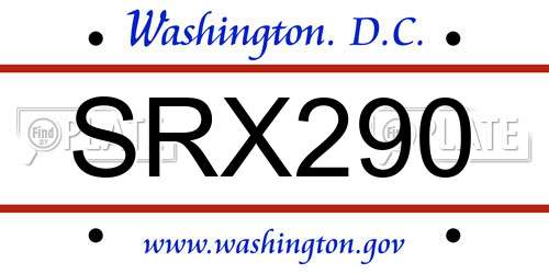 SRX290 District Of Columbia License Plate